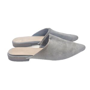 COM+SENS Carlita Suede Mules Light Blue Pointed Toe Slip On Womens Size 6.5